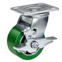 4 Inch Caster Wheels- Heavy Duty Casters, Polyurethane on Aluminum Caster Wheel with up to 800LB Capacity- Widely Used in Tool Box, Workshop, Garage, U-Boat Platform Trucks (1 Brake)