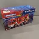 Large Fire Truck Toy with 2 Firefighters & Rescue Tools, Lights & Siren Sounds, Assemble & DIY Fire Rescue Truck Vehicle Toy for Boys Girls Christmas Birthday Gifts Kids Toys for 3 4 5 6 7 8 Years Old