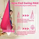 HiCamer Sensory Swing for Kids indoor and outdoor Pod hammock Chair Seat Upgrade Max 300 lbs Hanging Swing with Inflatable Cushion Includes Hardware Hanger Kit for Aspergers Autism ADHD (Cranberry), 63x33 inches