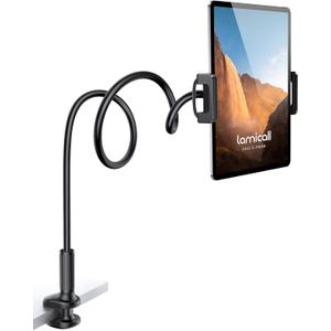 Lamicall Gooseneck Tablet Mount Holder for Bed - Flexible Tablet Arm Clamp for Bed Compatible with Pad Mini 7.9, Air 9.7, Pro 10.5, Kindle, Switch, Galaxy Tabs, More 4.7-11" Device - Black