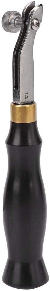 Adjustable Leather Edger Creaser, Stainless Steel Press Tool with Wooden Handle for DIY Leather Craft(1.2mm)