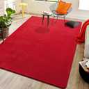 Softlife Red 4x6 Area Rug for Bedroom Living Room, Solid Non-Slip Fluffy Carpet with Soft Low Pile for Kids Boys Girls, Machine Washable Fuzzy Aethetic Rugs Home Dorm Decor