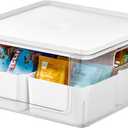 Rosanna Pansino x iDesign Recycled Plastic Kitchen Storage Bins, Includes 1 Large Bin with Lid and 4 Medium Bins, Marshmallow Bins/Marshmallow Lid, 12" x 12" x 6"