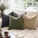 MIULEE Pack of 2 Pillow Covers Soft Soild Decorative Square Throw Pillow Covers Set Cushion Cases Pillowcases for Sofa Bedroom Car 18 x 18 Inch 45 x 45 Cm Olive Green
