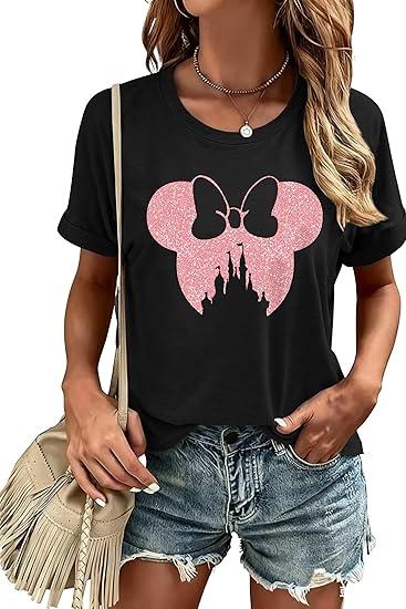 Magical Shirts Women Girls Family Vacation Matching Shirt Magic Kingdom T-Shirt Mommy and Me Trip Short Sleeve Tops Large
