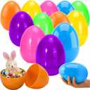 Qudoustar 12 Pack 6 Inch Jumbo Easter Eggs, Colorful Giant Plastic Fillable Eggs Bulk, for Easter Hunt Basket Stuffers Party Favors Classroom Prize Supplies Kids Boys Girls