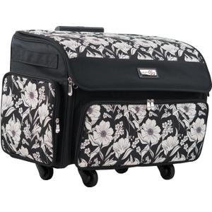 Everything Mary 4 Wheels Collapsible Deluxe Sewing Machine Storage Case - Rolling Trolley Carrying Bag for Brother, Singer