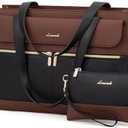 LOVEVOOK Laptop Bag for Women, Black- Brown 17.3