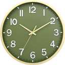 Wall Clocks Battery Operated 8 inch Modern Wall Clock,Silent Non Ticking Wall Clock for Living Room Bedroom Kitchen Office Classroom Decor (Green Gold)