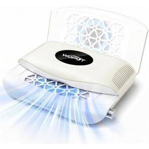 Woput Nail Dust Collector, 14700RPM Foldable Dual-Turbo Fan with 30 Filter Papers for Acrylic Nails Salon & Home - Off White