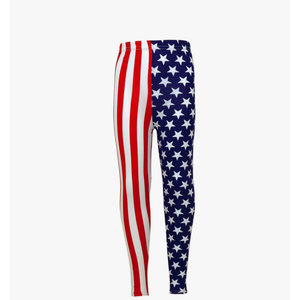 Girls USA Legging Kids Stripes & Stars Print American Leggings Age 7-13 Years Large
