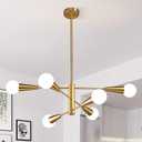 KAISITE Sputnik Chandelier Modern Gold Chandelier 6-Light E26 Mid Century Ceiling Light Fixture Height Adjustable Hanging Pendant Lighting for Dining Room Kitchen Island Bedroom Office