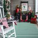 St. Patrick's Day Striped Outdoor Rug Green and White Porch Rug 4' x 6' Spring Doormat Layered Welcome Mat for Farmhouse Spring Front Porch Entryway Decor