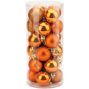 ZYBenda 30Pcs Shatterproof Shiny and Polshed Glossy Christmas Tree Ball Ornaments Decorations - 3 Style Christmas Hanging Balls for Holiday Wedding Party Decoration (1.57"/4CM, Orange)