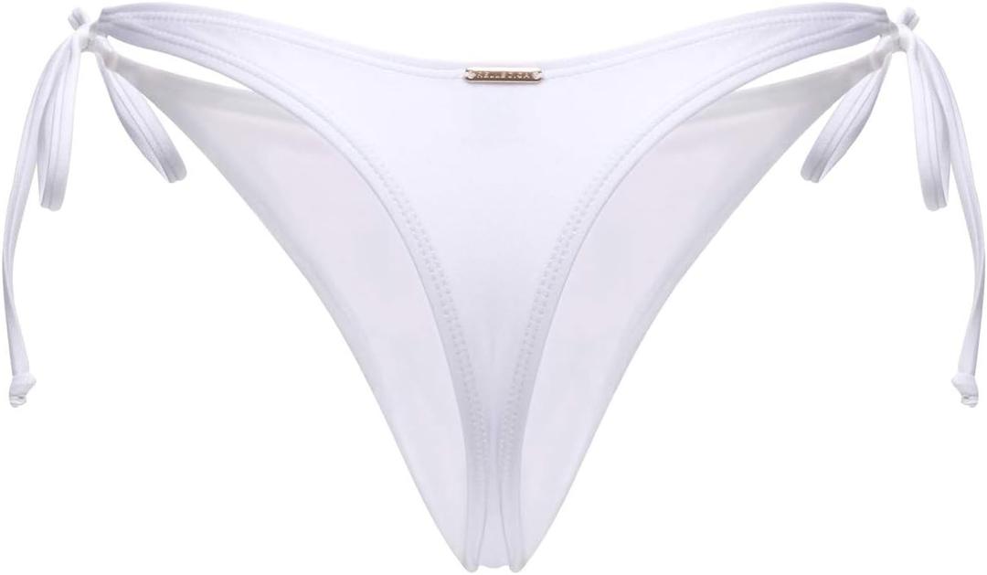 RELLECIGA Women's Thong Bikini Bottom (Medium, White)