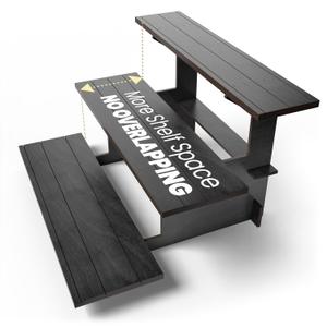 DS The Display Store Straight Black Wooden Tiered Stand, Portable Products Shelf, Jewelry and Card Rack, Risers, Altar Shelf, Stand for Vendor Events