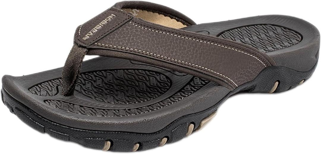 KIIU Mens Thong Sandals Indoor and Outdoor Beach Flip Flop (11, Brown 81)