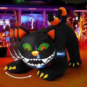 COMIN 6 FT Halloween Inflatables Black Cat Outdoor Decorations Blow Up Yard Large Cat with Moving Head and Built-in LEDs for Indoor Party Garden Lawn Decor
