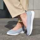 Women's Knit Slip On Walking Shoes - Comfort Ballet Flats with Rubber Sole & Arch Support (Gray)