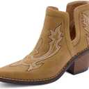 Western Cowboy Boots for Women - Durable Stack Heel and Ankle Style Cowgirl Boots - Comfortable Faux Leather Teen Girls & Women's Ankle Boots & Booties, Size: 10