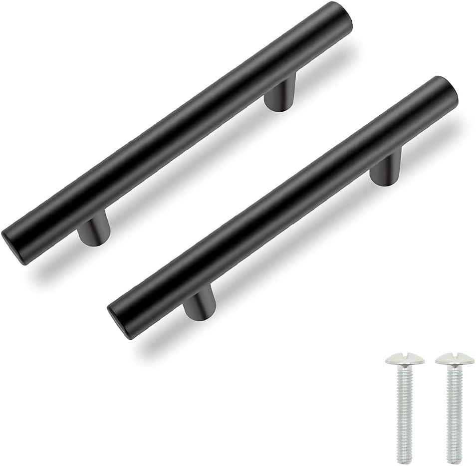 10 Pack Black Drawer Handles 7 1/2 inch Cabinet Pulls Full Length, 5 inch Hole Spacing, Black Kitchen Handles