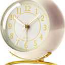 AYRELY Battery Operated Desk Alarm Clock with Light,Silent No Ticking,Small Table Clock for Bedside/Bedroom/Living Room/Office/Travel/Kids/Room Decor Aesthetic Vintage(Cream)