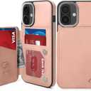 GUERNICA for iPhone 16 Wallet Case with RFID Blocking Card Holder for Women Men, Kickstand Shockproof Phone Case for iPhone 16(6.1"),Rose Gold