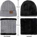 Loritta 3 Pieces Winter Hats for Women Scarf Touch Screen Gloves Set Thick Warm Fleece Lined Beanie Hat Gifts (Z-light Grey)