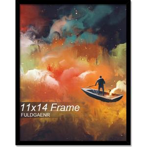 2 x FULDGAENR 11x14 Picture Frame, Black Frames for 11 x 14 Inch Photo Poster Certificate, High Transparency Wall/Tabletop Frame with Horizontal Vertical Display (Black | 11"x14")