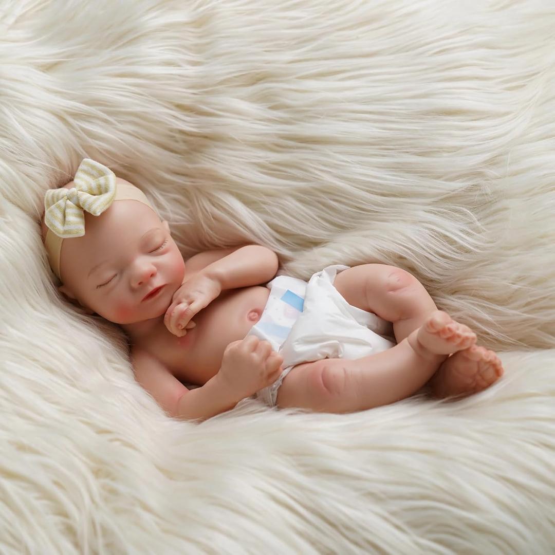 BABESIDE Slicone Baby Doll Lifelike Reborn Baby Dolls - 16 Inch (Weight 4 Lb) Full Platinum Silicone Reborn Baby Doll Slicone Full Body Anatomically Correct Sleeping Baby Girl with Gift Box