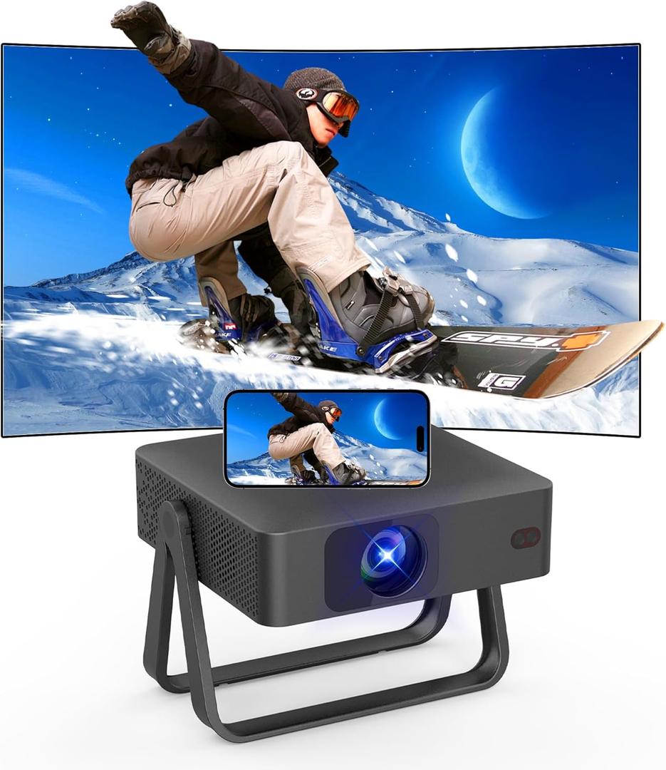 2026 upgraded 4k support Smart Mini Projector with WiFi and Bluetooth with 360 Rotation Stand, Auto keystone, Portable Movie Phone Wireless Gaming Wifi Proyector for Bedroom/Home/Celling