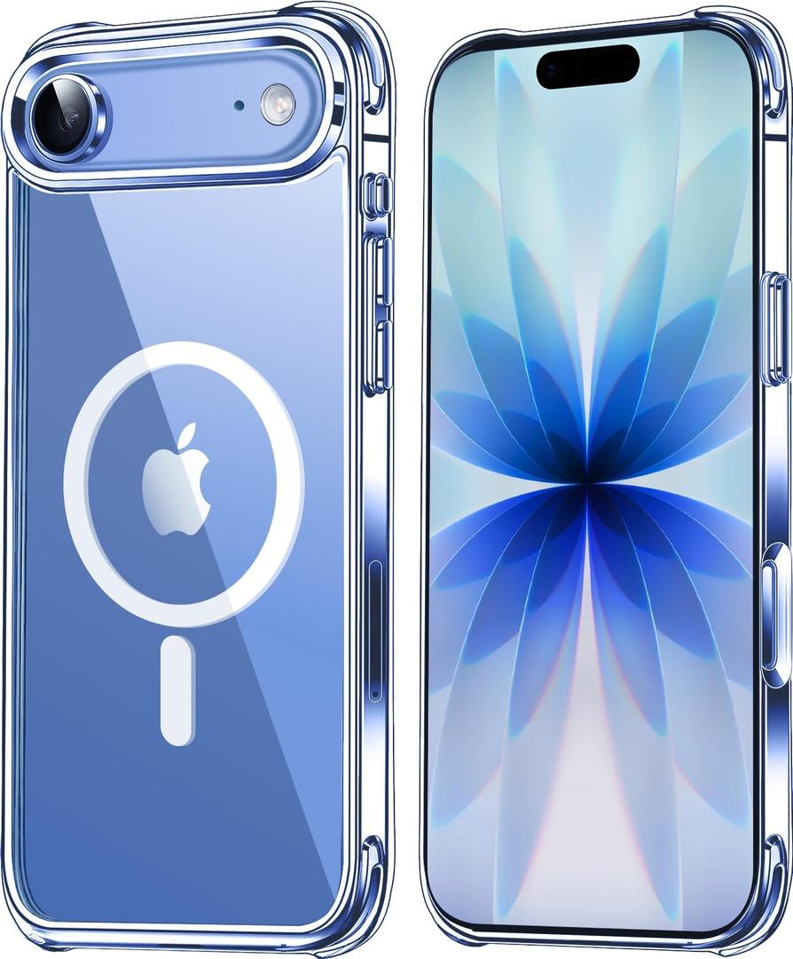 Mkeke Magnetic Designed for iPhone Air Case Clear, [Compatible with MagSafe] [Not Yellowing] [Military-Grade Drop Protection] Protective Case for iPhone 17 Air Case with Shockproof Bumper 2025, 2 Pack