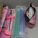 American Mahjong Game Set, 166 Pink Tiles (1.2), 4 All-in-One Color Rack/Pushers & Drawstring Bag, Complete Mahjong Sets with Pink Printed Carrying Bag and Mahjong Tile Set Accessories