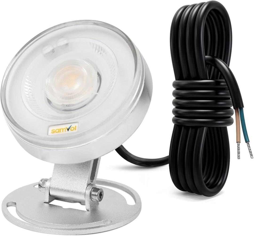 LED Underwater Pond Light, Heavy Duty Aluminum 12V 3000K Warm White IP68 Waterproof Fountain Light, Landscape Lamp for Swimming Pool, Fountain, Waterfall, Pond and Grass Land (6, Watts)