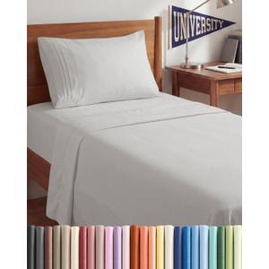 Twin XL Size 3 Piece Sheet Set - Comfy Breathable & Cooling Sheets - Hotel Luxury Bed Sheets for Women & Men - Deep Pockets, Easy-Fit, Soft & Wrinkle Free Sheets - French Grey Oeko-Tex Bed Sheet Set