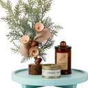 Round Decorative Tray Wood Bathroom Counter Organizer Farmhouse Kitchen Decor Wooden Riser for Soap Dish, Perfume, Candle, Sponge, 10" - Light Blue