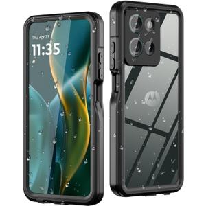 for Moto G 2025 Case, IP68 Waterproof Case with Built-in Screen Protector, Full Body Shockproof Dustproof Rugged Protective Phone Case for Motorola Moto G 2025 Black