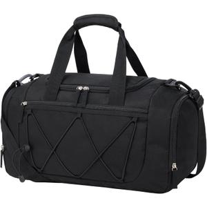 Vorspack Gym Bag for Men - 18 Inches Small Duffle Bag for Travel Lightweight Duffel Bag with Shoe Compartment Personal Item Travel Bag Weekender Bag for Travel Sports Gym - Black