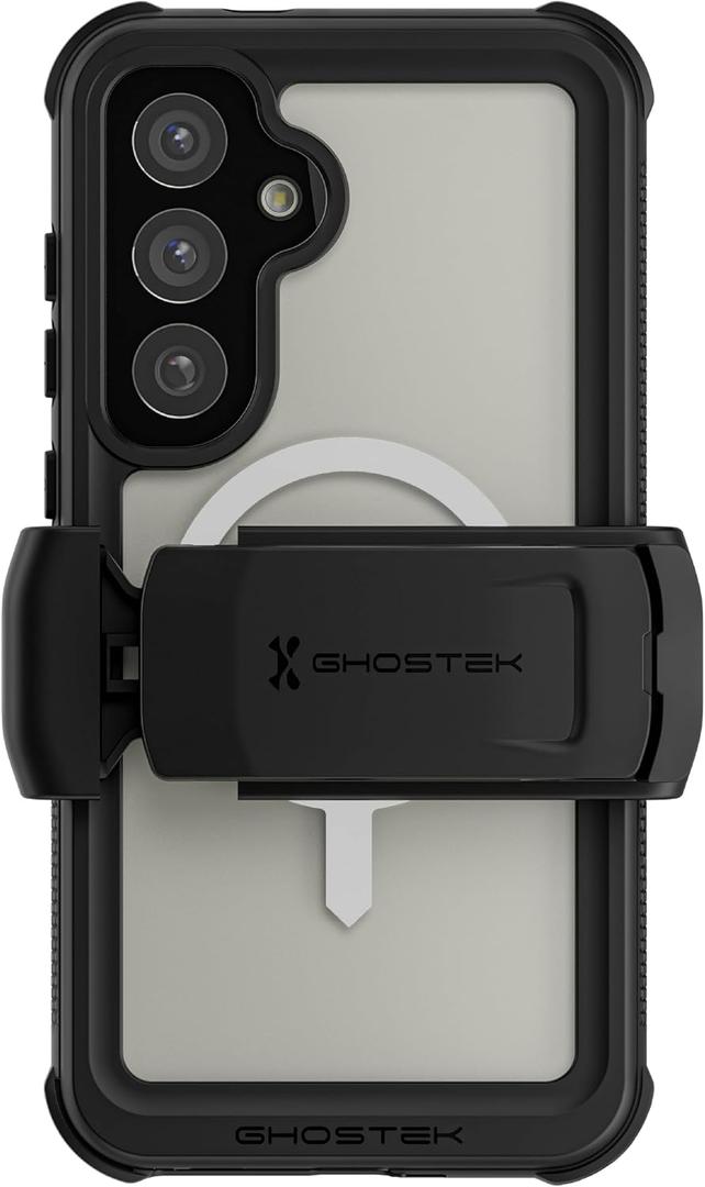 Ghostek Nautical S25 Plus Waterproof Case with Belt Clip, Screen Protector and Camera Lens Cover Rugged Magnetic MagSafe Compatible with Samsung Galaxy S25+ 2025 (6.7") (Clear)