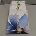 No Hook Shower Curtain with Snap in Liner Set,Modern Blue Floral Shower Curtains for Bathroom Hotel Decor 71 x 74in