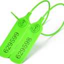 Middle Duty Plastic Seal Pull-Tite Security Seal Numbered Security Tags Self-Locking Safety Ties Zip Ties for Garment Cloethes Shoes Bags and Logistics (Green, 100 PCS)