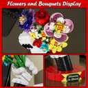 Flower Bouquet Building Set with Display Stand - Artificial Fake Plants Botanicals Flowers for Home Decor, for Boys Girls, Kids 6+, Adults