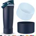 2 Pcs Silicone Boot for Owala 40oz & 30oz FreeSip Sway Tumblers, Protective Bottom Bumper Anti-Slip Sleeve Accessories for FreeSip Sway Water Bottles, Dishwasher Safe and BPA Free (Glacier+Navy Blue)
