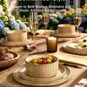 Stoneware Dinnerware Sets, Reactive Glaze Dishes Set for 8