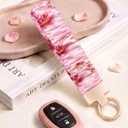 Seorsok Keychain Wristlet,Cute Big Lily Flowers Scrunchie Wrist Bracelet for Women and Men,Stretchy Key Chain for Car Keys with D Ring,Key Chain Wristlet Suitable for Gym,Shopping & Trave,Pink