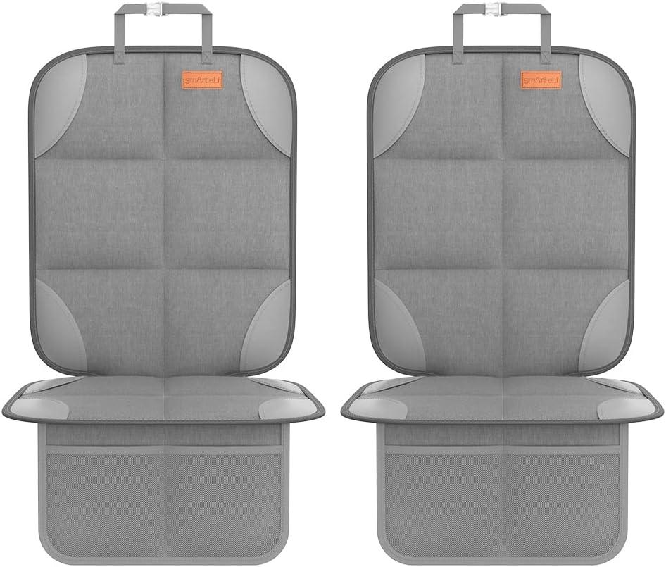 2 Pack Car Seat Protector - 600D Fabric Waterproof Carseat Protector with Thickly Padded to Protect Your Car Seats from Child Seats and Pets (Light Grey)