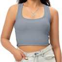 GGOV Sports Crop Tank Tops for Women Cropped Workout Tops Racerback Running Yoga Tanks Cotton Sleeveless Gym Shirts, S