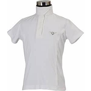 TuffRider Girl's Kirby Kwik Dry Short Sleeve Show Shirt, White/White, Small