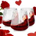 Ciaell 30 Pack Plastic Ribbed Wine Glasses - 14 OZ Thicker Origami Stemless Disposable Wine Champagne Whiskey Unbreakable Cocktail Glass, Reusable Wine Cups for Party Wedding Bar (Clear)