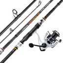 Sougayilang Surf Fishing Rod and Reel Combo, 4 Piece MH/H Saltwater Fishing Combo with 5000 Size Spinning Reel(12' Gray)